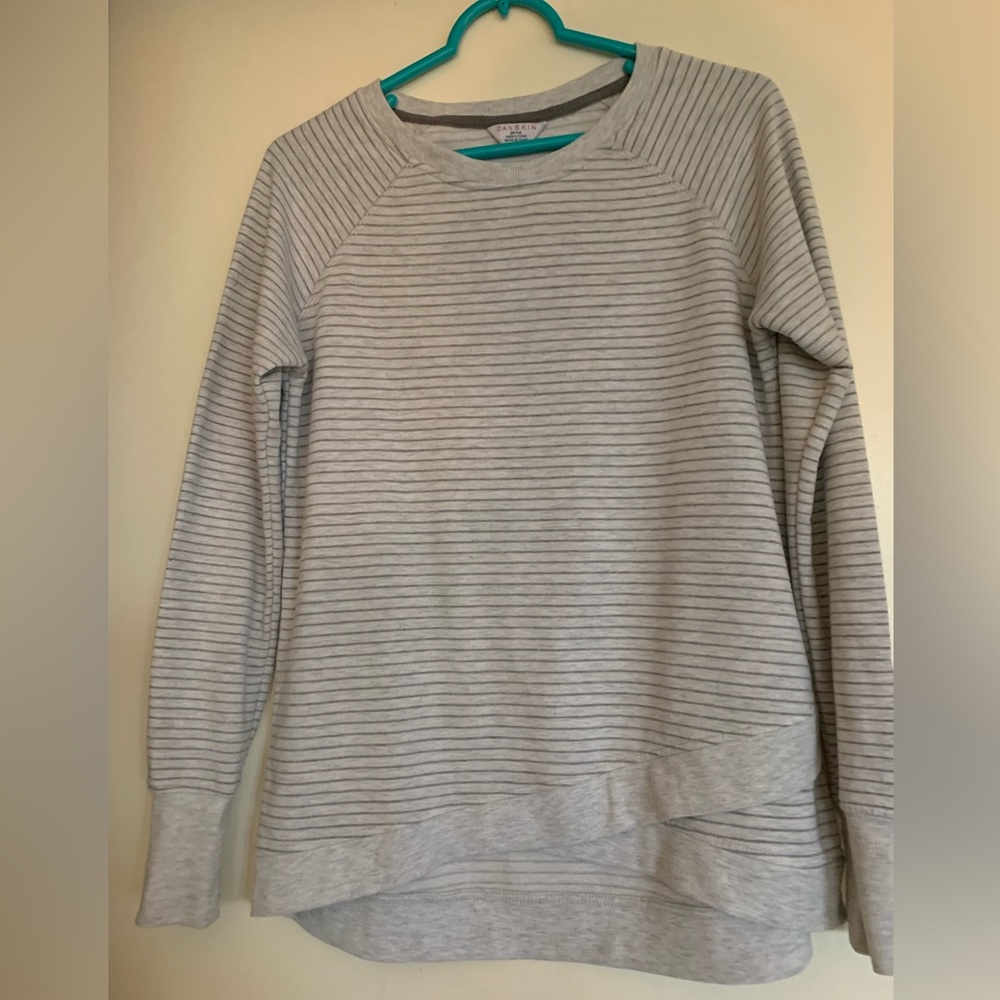 Danskin ladies gray and white sweatshirt top, size S